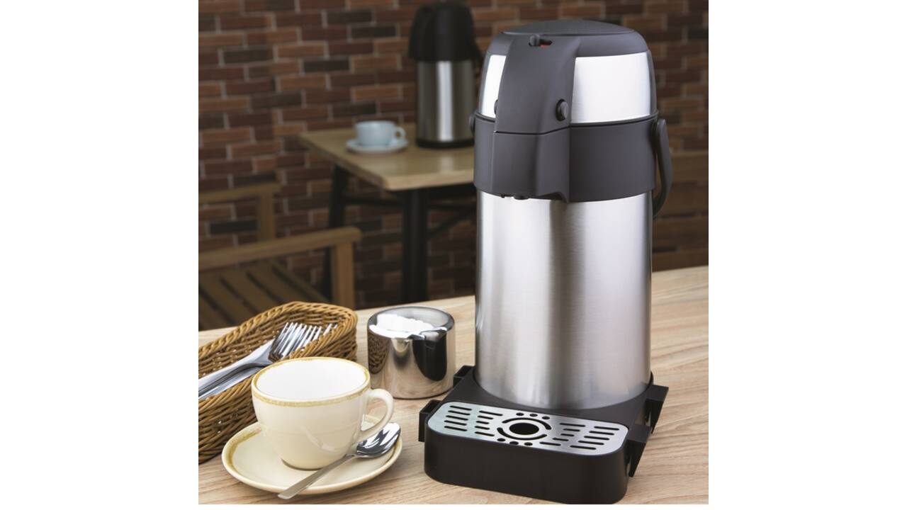 Thermoskan Olympia met pomp  2.5 liter rvs