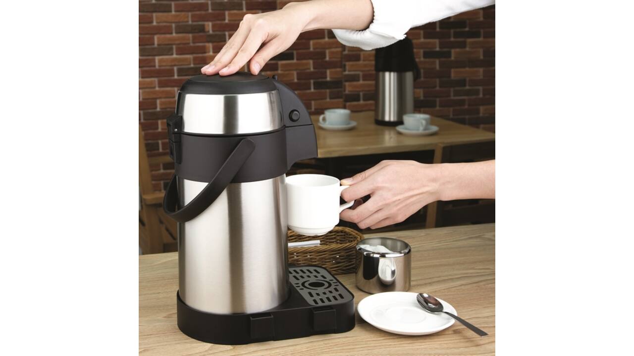 Thermoskan Olympia met pomp  2.5 liter rvs