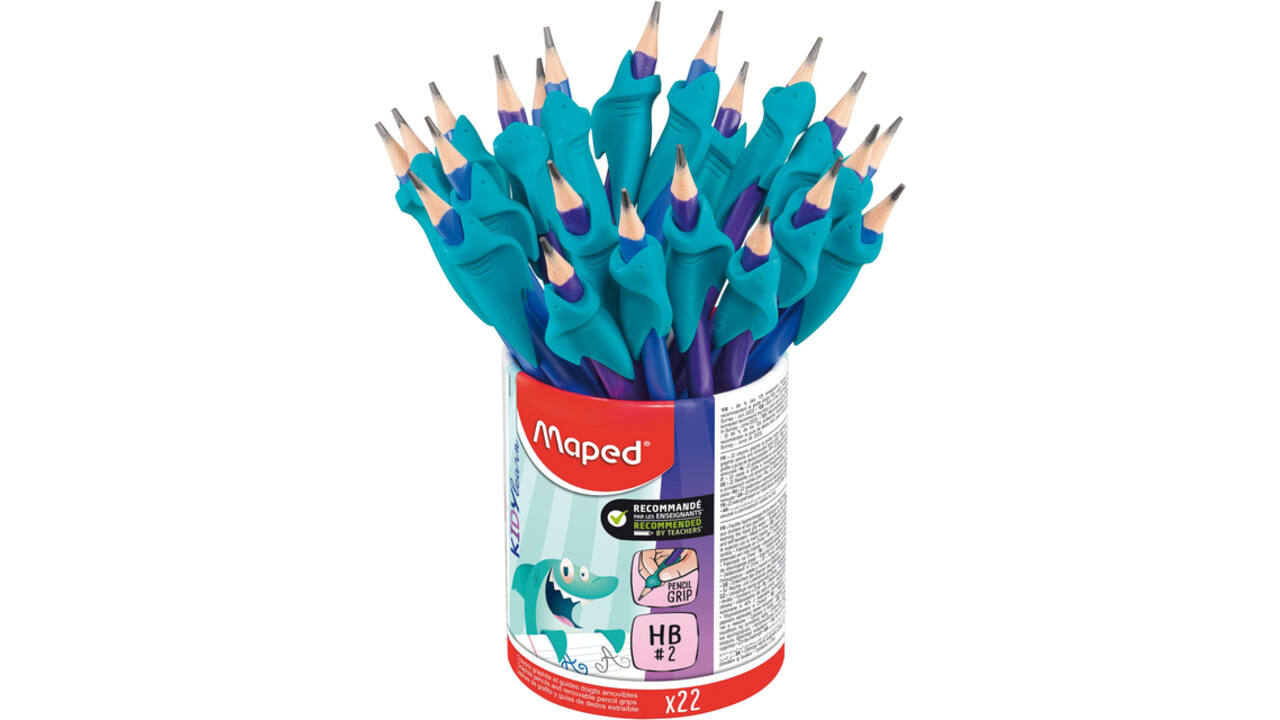 Potlood Maped Kidy Learn met gum en vingerhulp blauw