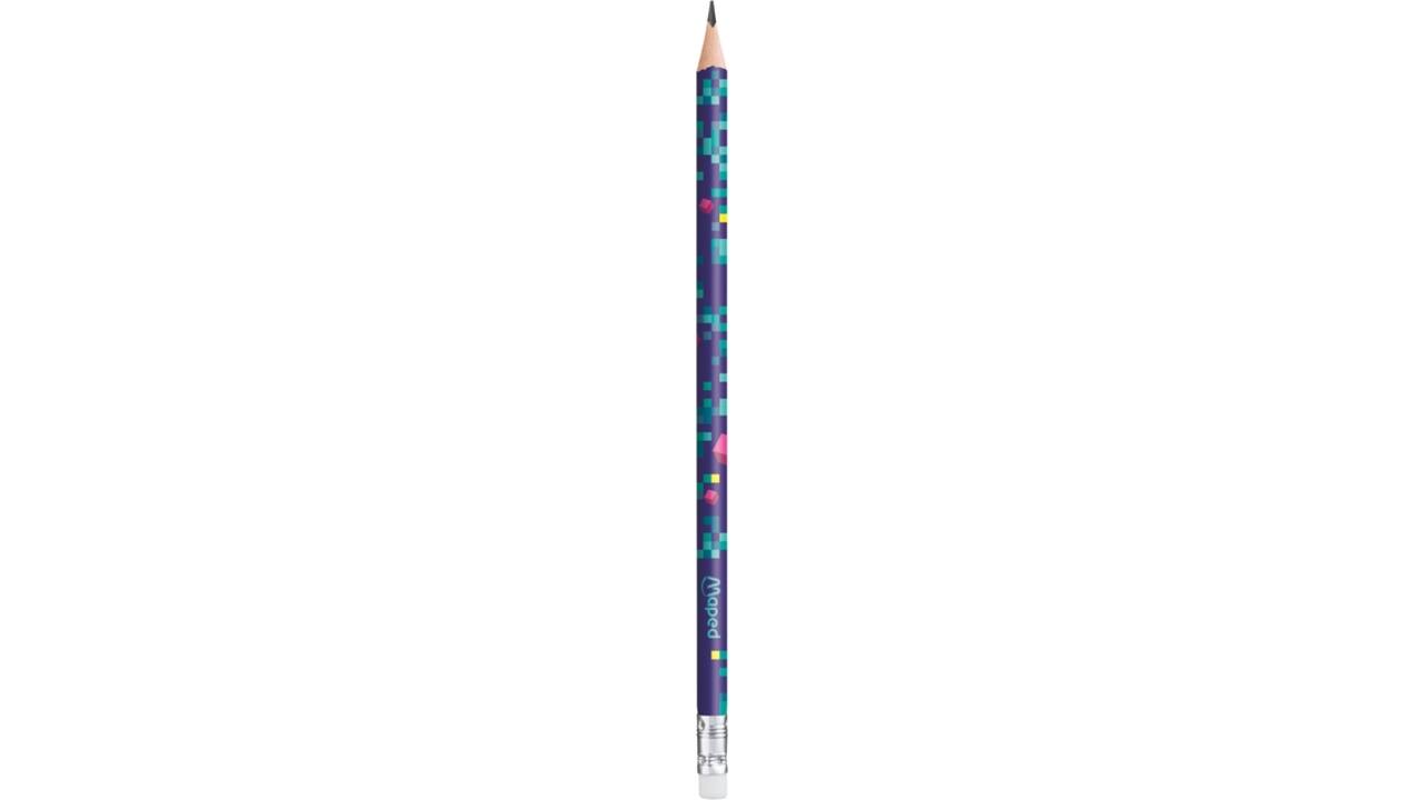 Potlood Maped Pixel Party met gum set à 12 stuks assorti