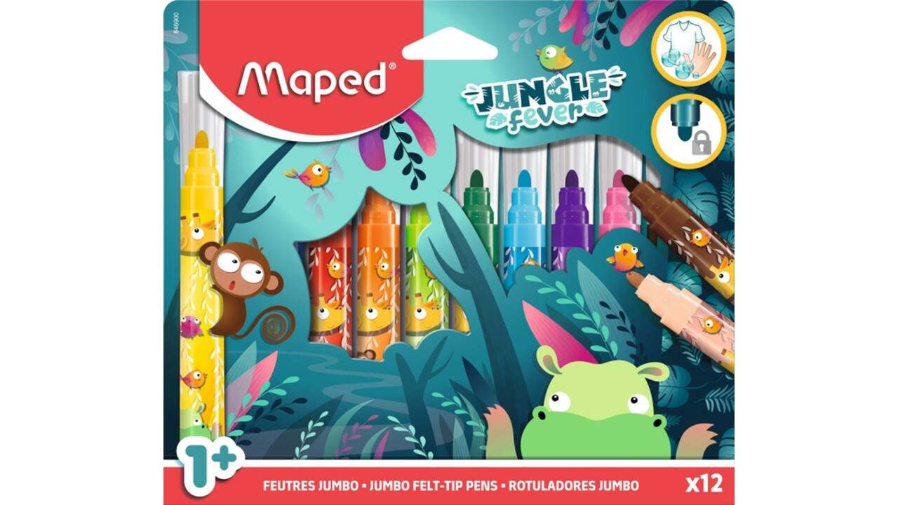 Viltstift Maped Jungle Fever Jumbo set à 12 kleuren