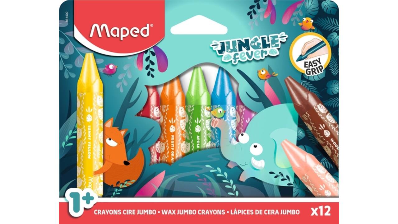 Waskrijt Maped Jungle Fever Jumbo set à 12 kleuren