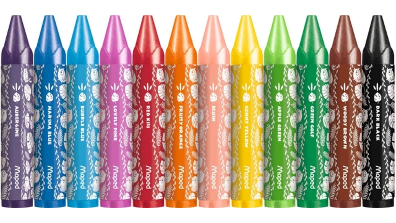 Waskrijt Maped Jungle Fever Jumbo set à 12 kleuren