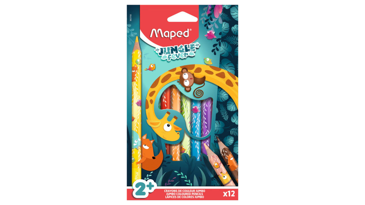Kleurpotlood Maped Jungle Fever jumbo set à 12 kleuren