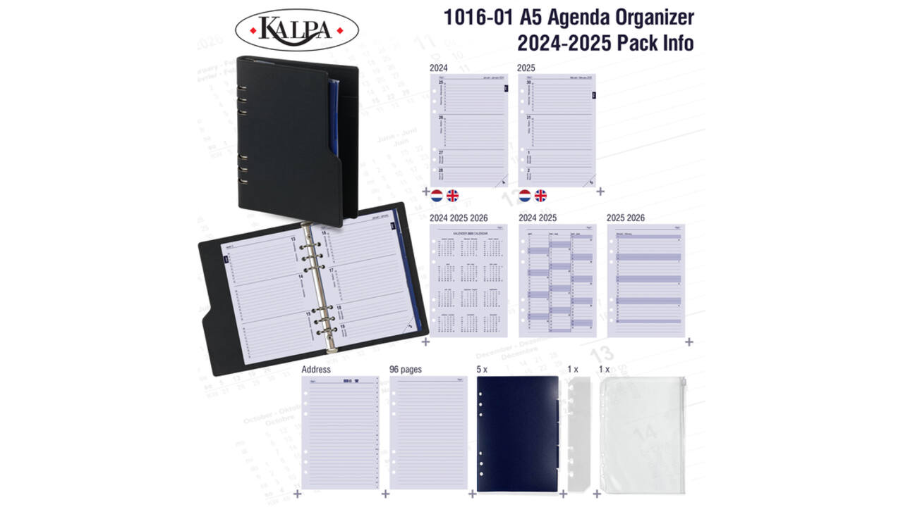 Organizer Kalpa Clipbook A5 inclusief agenda 2026-2027 7dagen/2pagina's nerf zwart