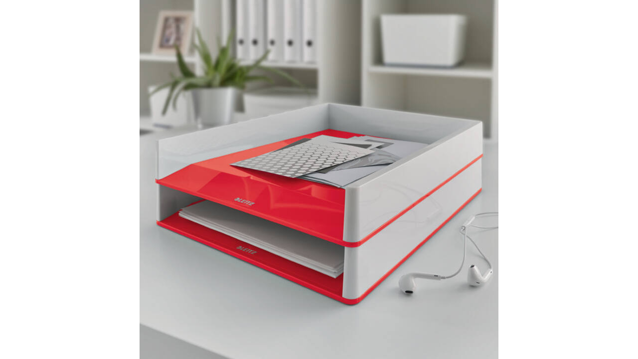 Brievenbak Leitz WOW A4 wit/rood