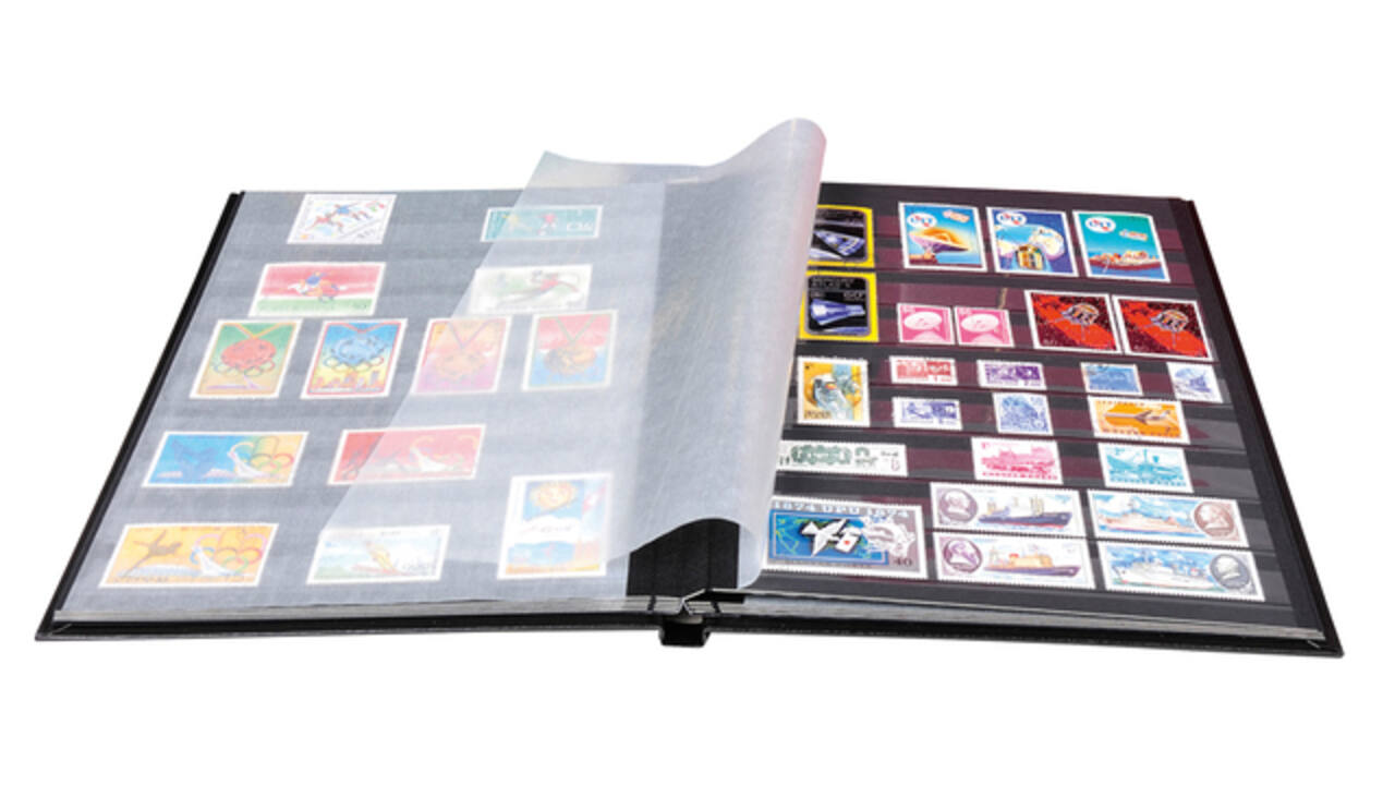 Postzegelalbum Exacompta 22.5x30.5cm 16 zwarte pagina's zwart