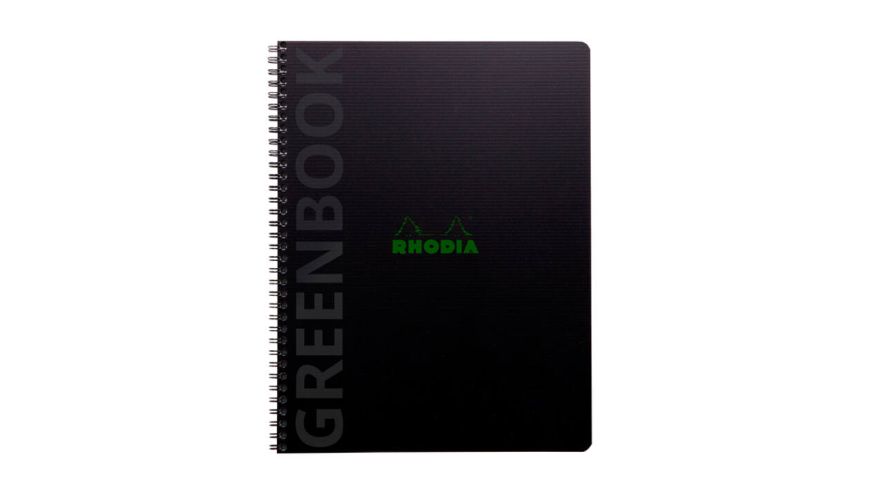 Notitieboek Rhodia Greenbook A4+ lijn 4-gaats 180 pagina's 90gr zwart