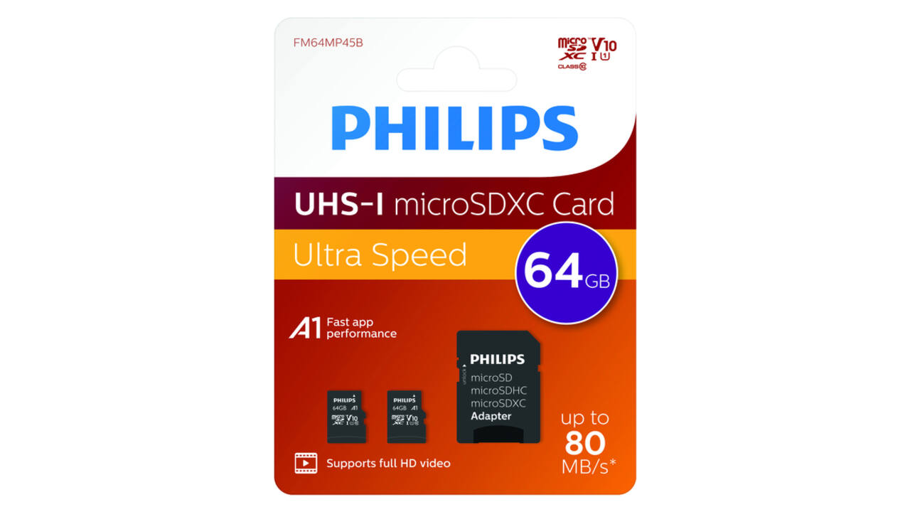 Geheugenkaart Philips micro SDXC Class 10 UHS-I U1 64GB 2 stuks