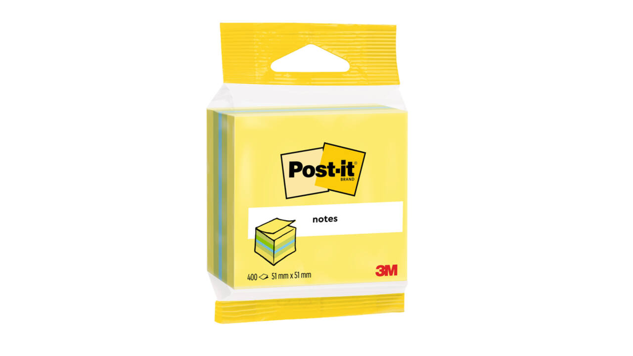 Memoblok 3M Post-it 2012L 51x51mm kubus ass kleur 400 vel