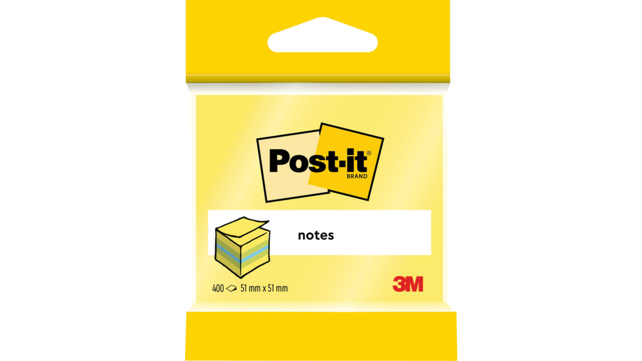 Memoblok 3M Post-it 2012L 51x51mm kubus ass kleur 400 vel