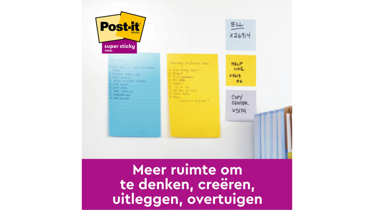 Memoblok 3M Post-it XL-LL Super Sticky 101mmx101mm groen met lijn 70 vel