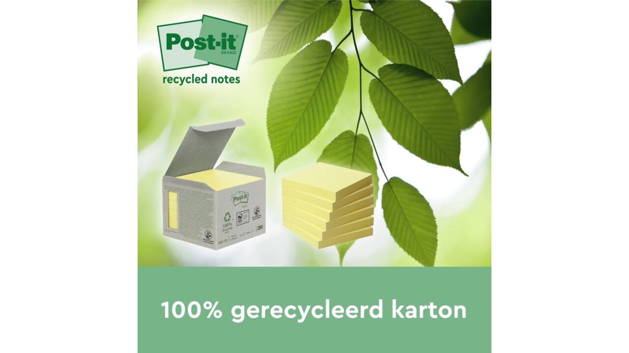Memoblok 3M Post-it 622 RSS3CY 47,6x47,6mm geel 3 stuks