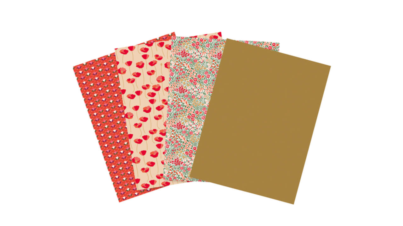 Hobbypapier Décopatch 30x40cm set à 4 vel thema Love is in the Meadow