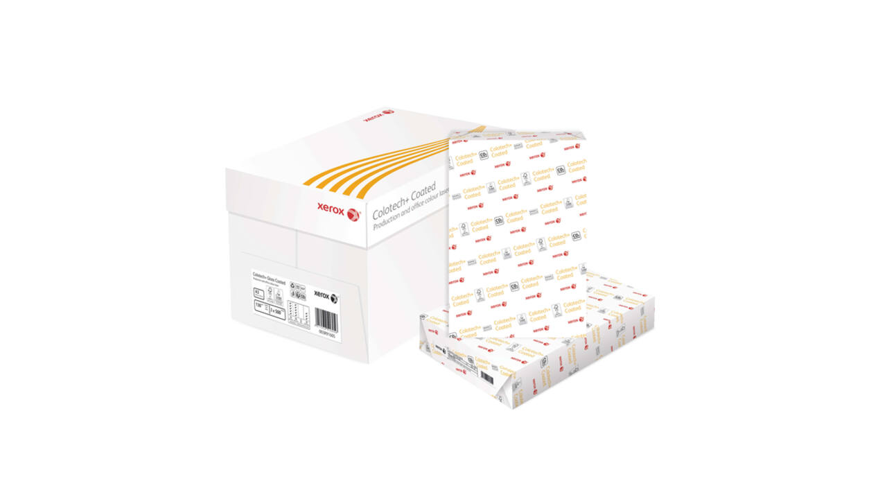 Laserpapier Xerox Colotech+ glossy coated A3 170gr wit 250 vel