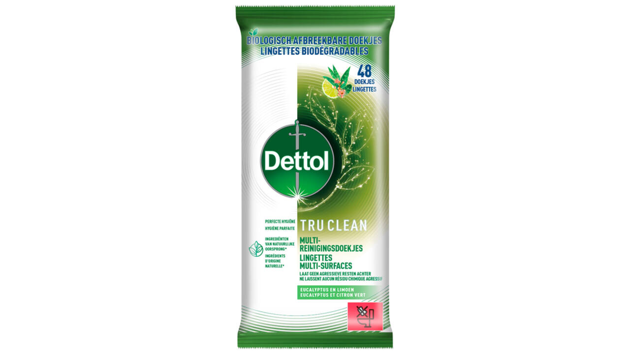 Reinigingsdoekjes Dettol TC Eucalyptus & Limoen 48 stuks
