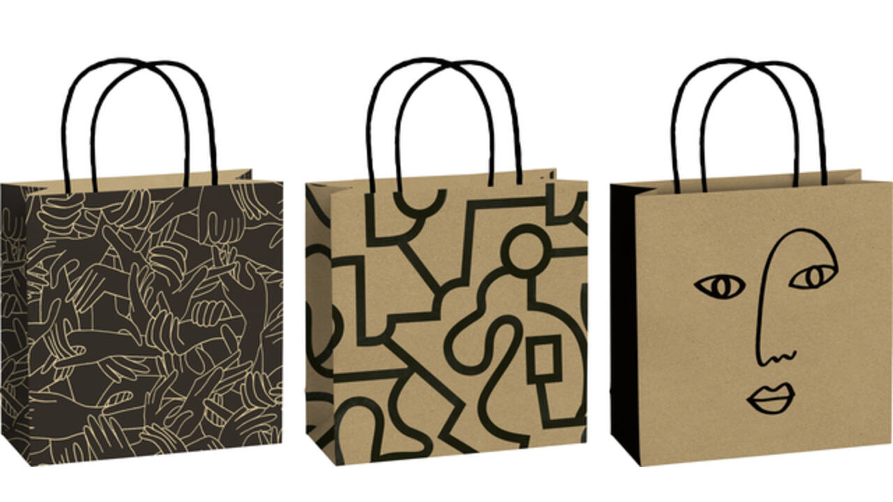 Cadeautasjes Stewo Mindful 20x20x8cm set à 3 desins