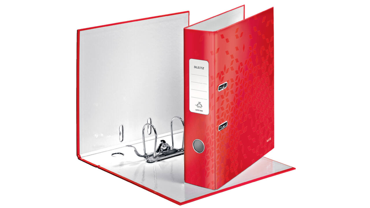 Ordner Leitz WOW 180 gelamineerd 80mm A4 rood