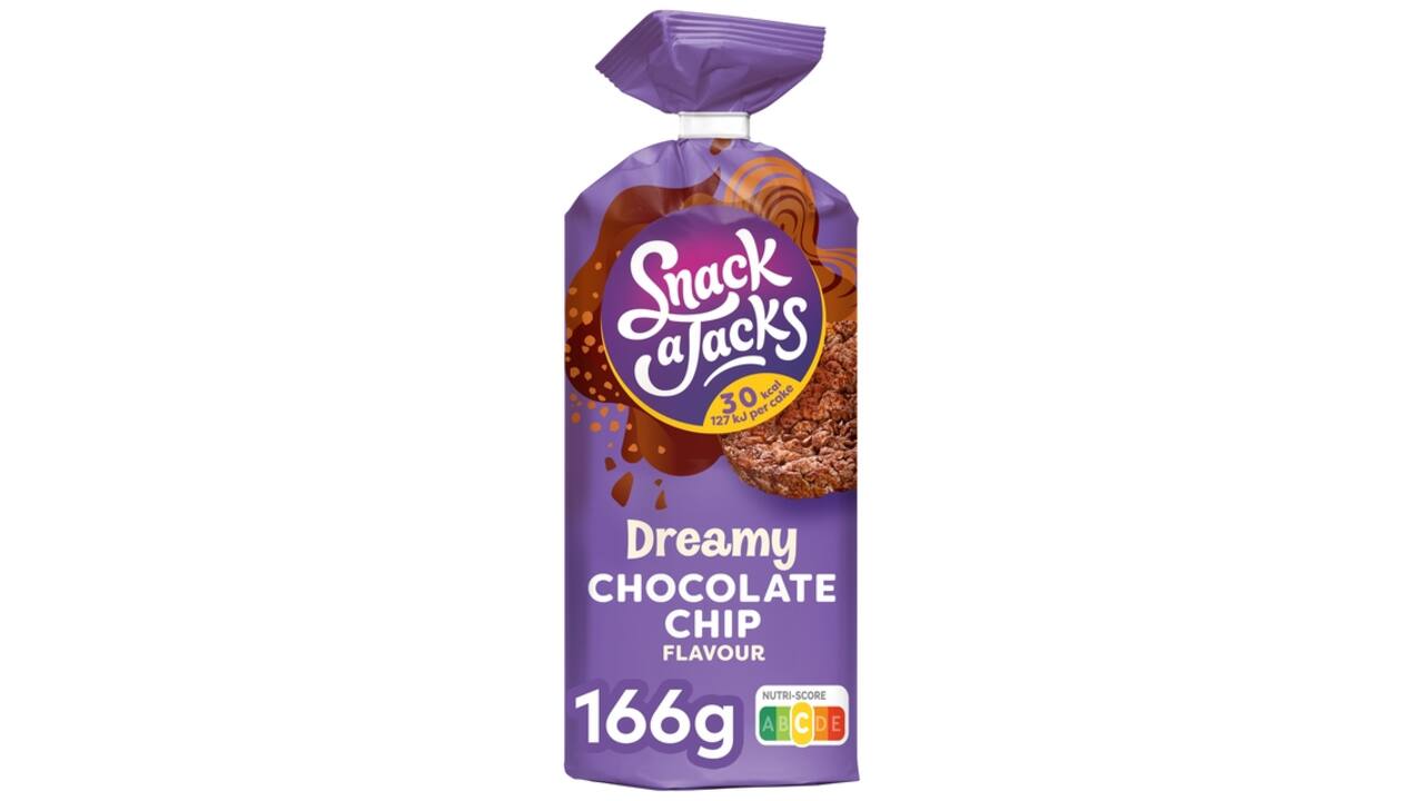Rijstwafel Snack-a-Jacks chocololate chip pak 166 gram