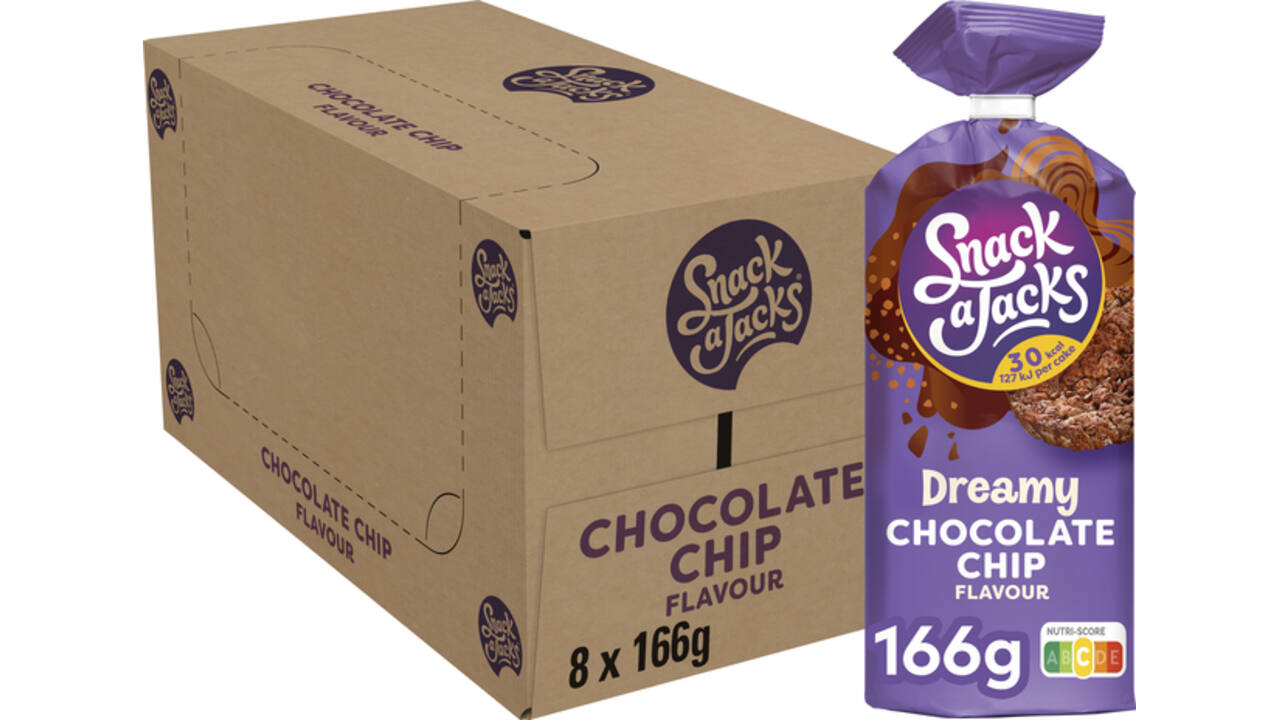 Rijstwafel Snack-a-Jacks chocololate chip pak 166 gram