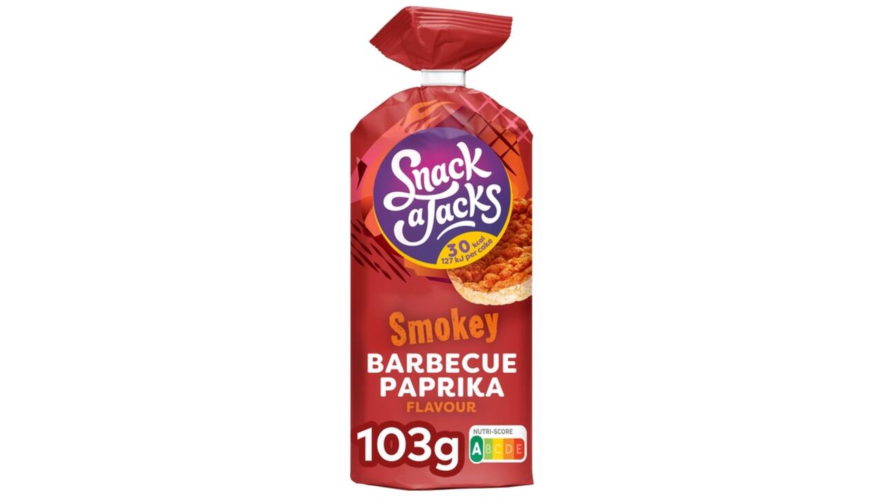 Rijstwafel Snack-a-Jacks BBQ paprika pak 103 gram