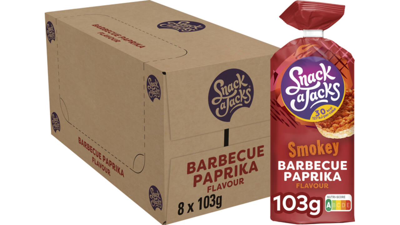 Rijstwafel Snack-a-Jacks BBQ paprika pak 103 gram