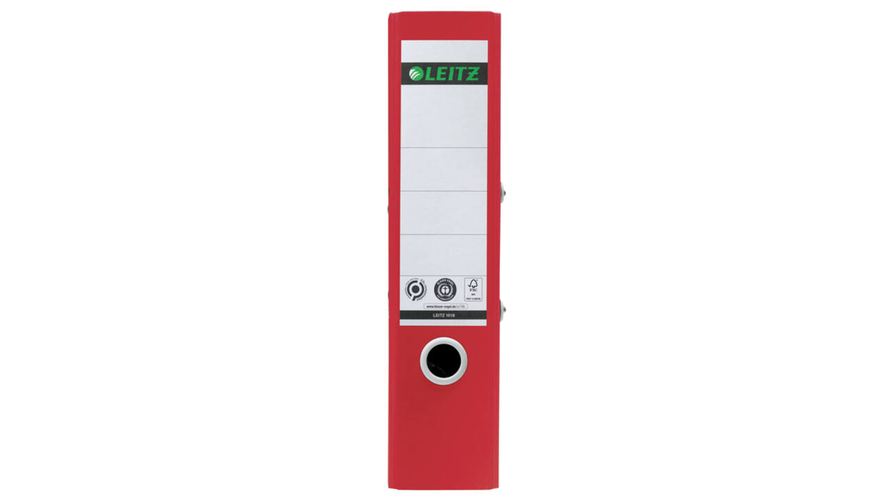 Ordner Leitz Recycle 180° 80mm karton A4 rood