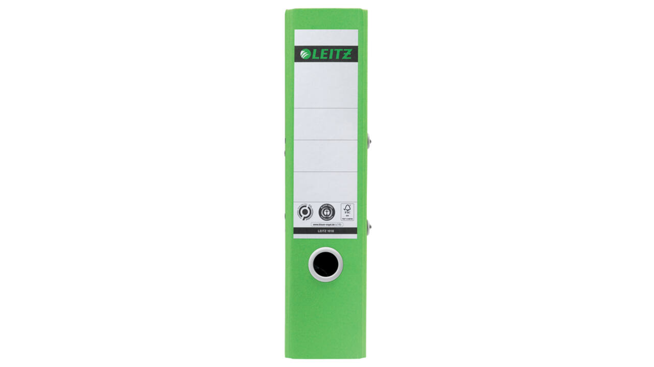 Ordner Leitz Recycle 180° 80mm karton A4 groen