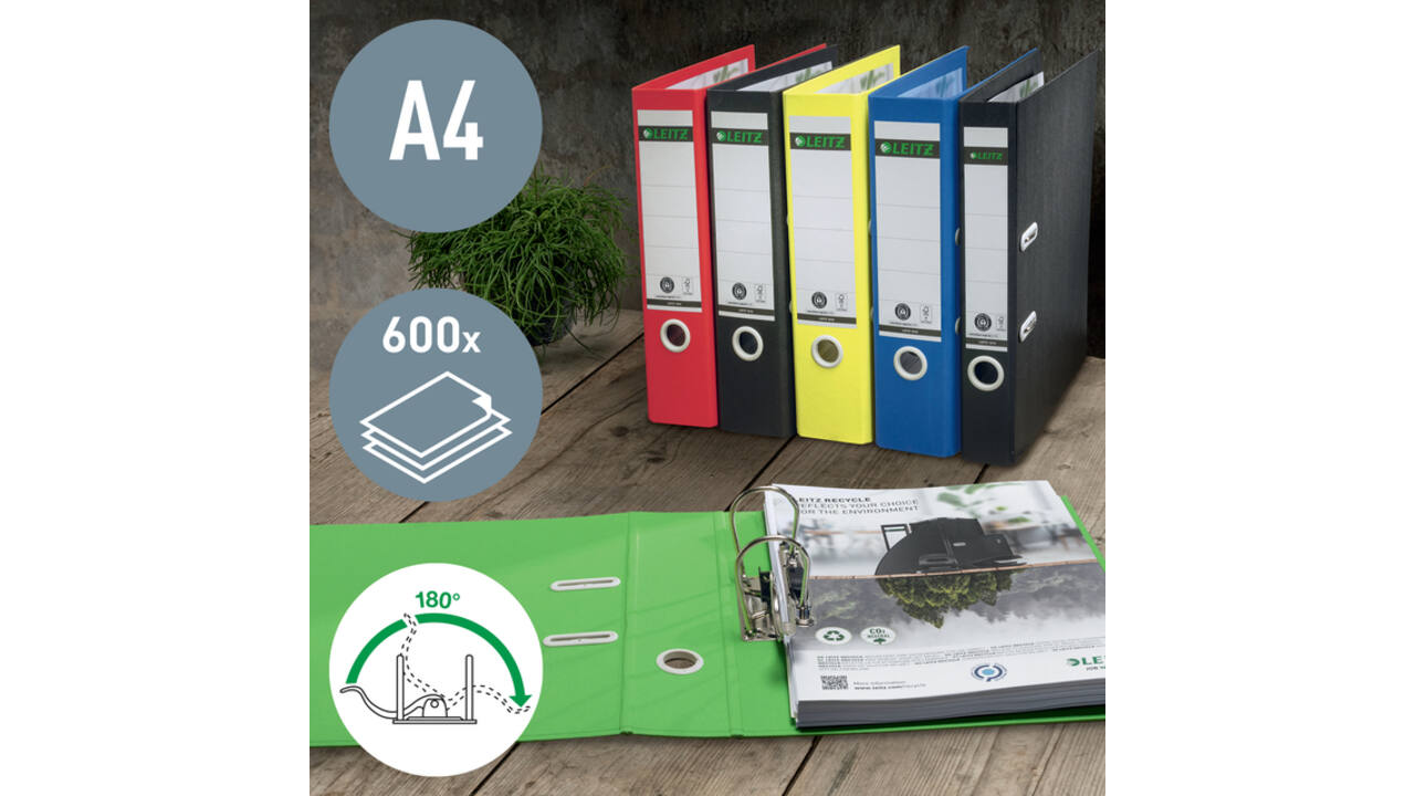 Ordner Leitz  Recycle 180° 80mm karton A4 blauw
