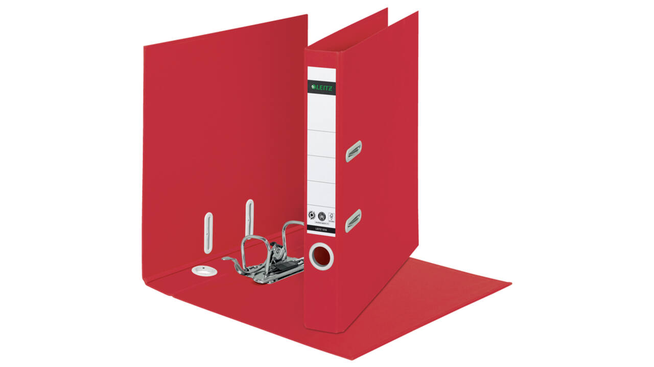 Ordner Leitz Recycle 180° 50mm karton A4 rood