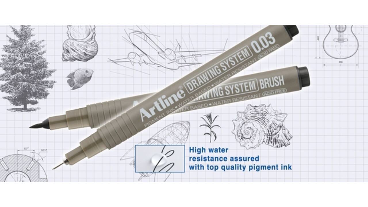 Fineliner Artline technisch brush zwart