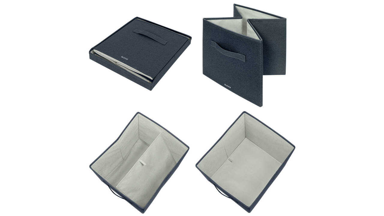 Opbergdoos Leitz gestoffeerd met deksel 330x325x380mm grijs 2 st