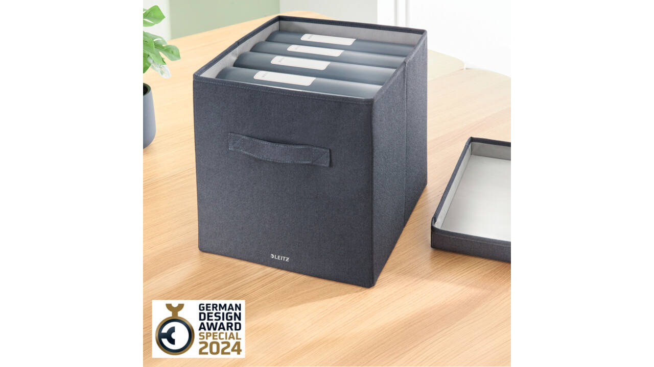 Opbergdoos Leitz gestoffeerd met deksel 330x325x380mm grijs 2 st