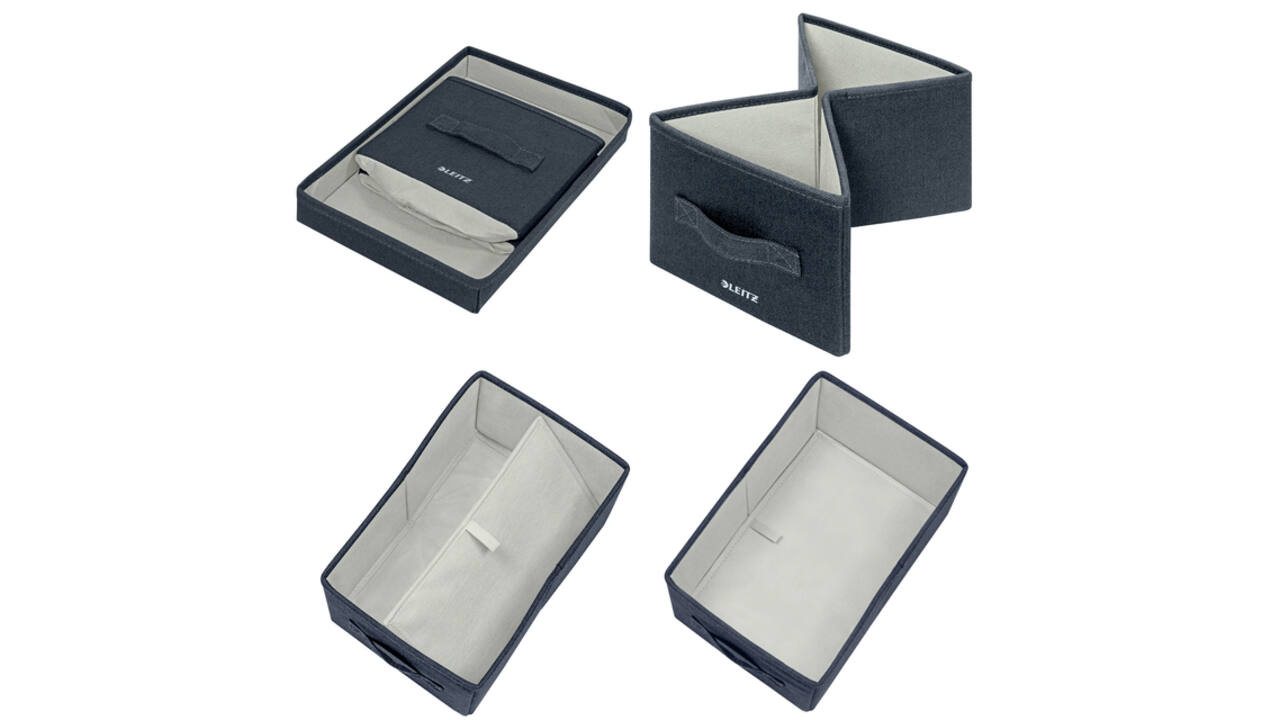 Opbergdoos Leitz gestoffeerd met deksel 190x160x285mm grijs 2 st