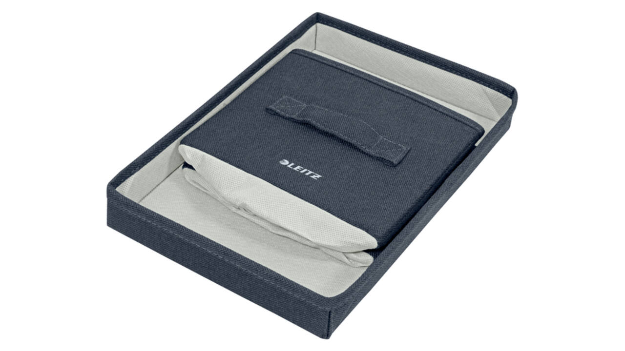Opbergdoos Leitz gestoffeerd met deksel 190x160x285mm grijs 2 st