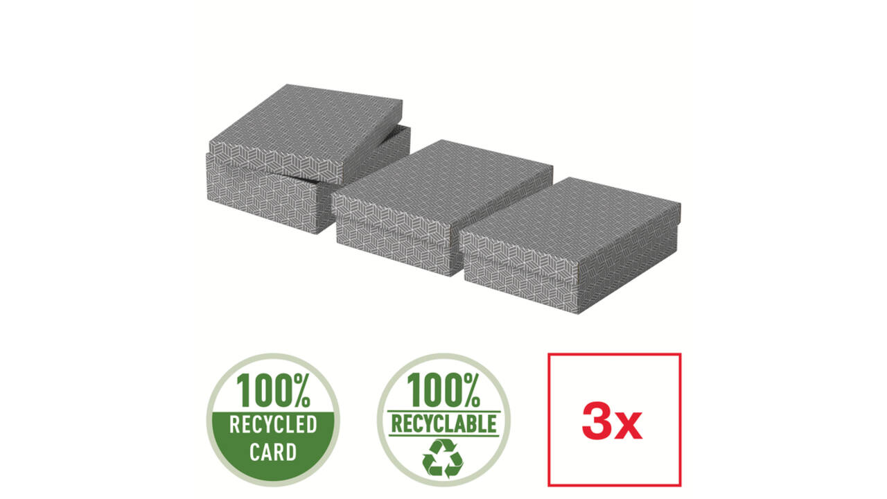 Opberg- en geschenkdoos Esselte home middelgroot 265x100x360mm grijs 3 stuks