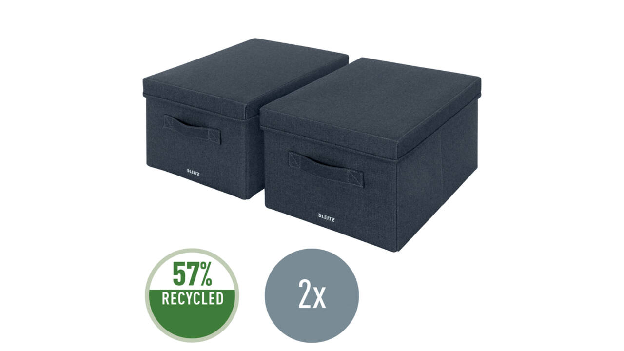 Opbergdoos Leitz gestoffeerd met deksel 285x203x380mm grijs 2 st