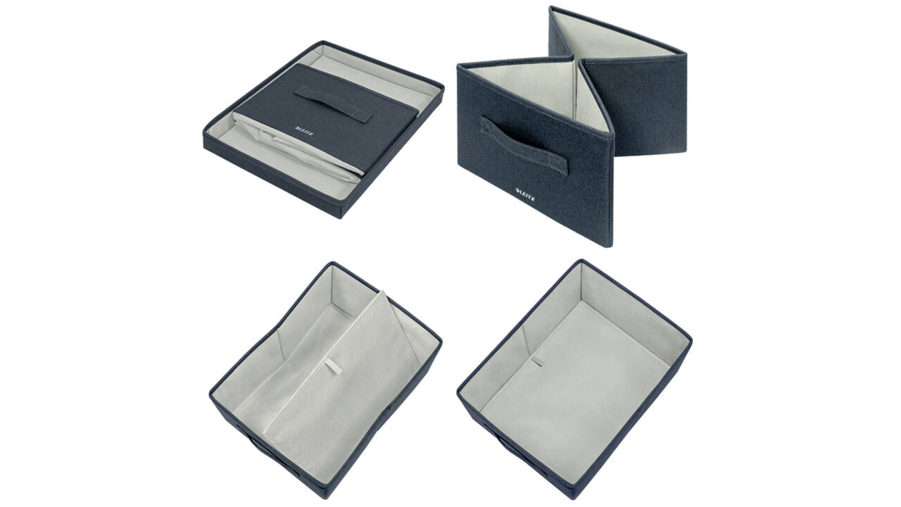 Opbergdoos Leitz gestoffeerd met deksel 285x203x380mm grijs 2 st
