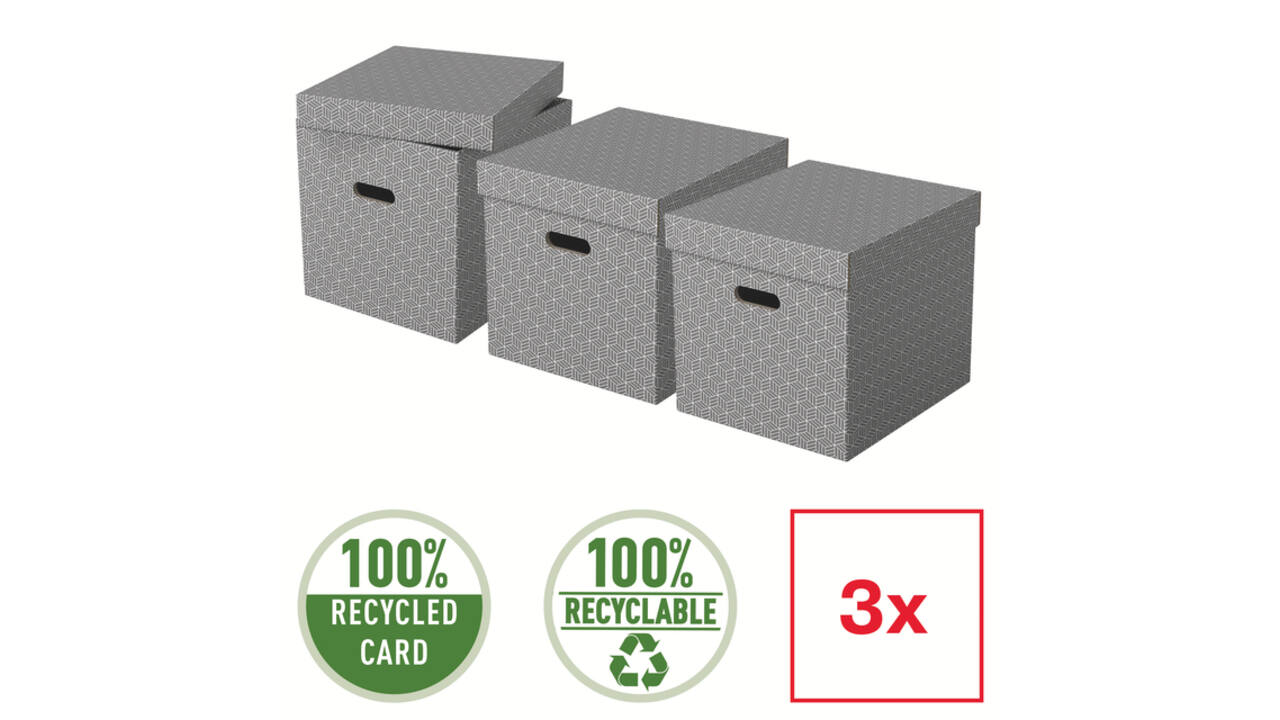 Opbergdoos Esselte home kubus 320x315x365mm grijs 3 stuks