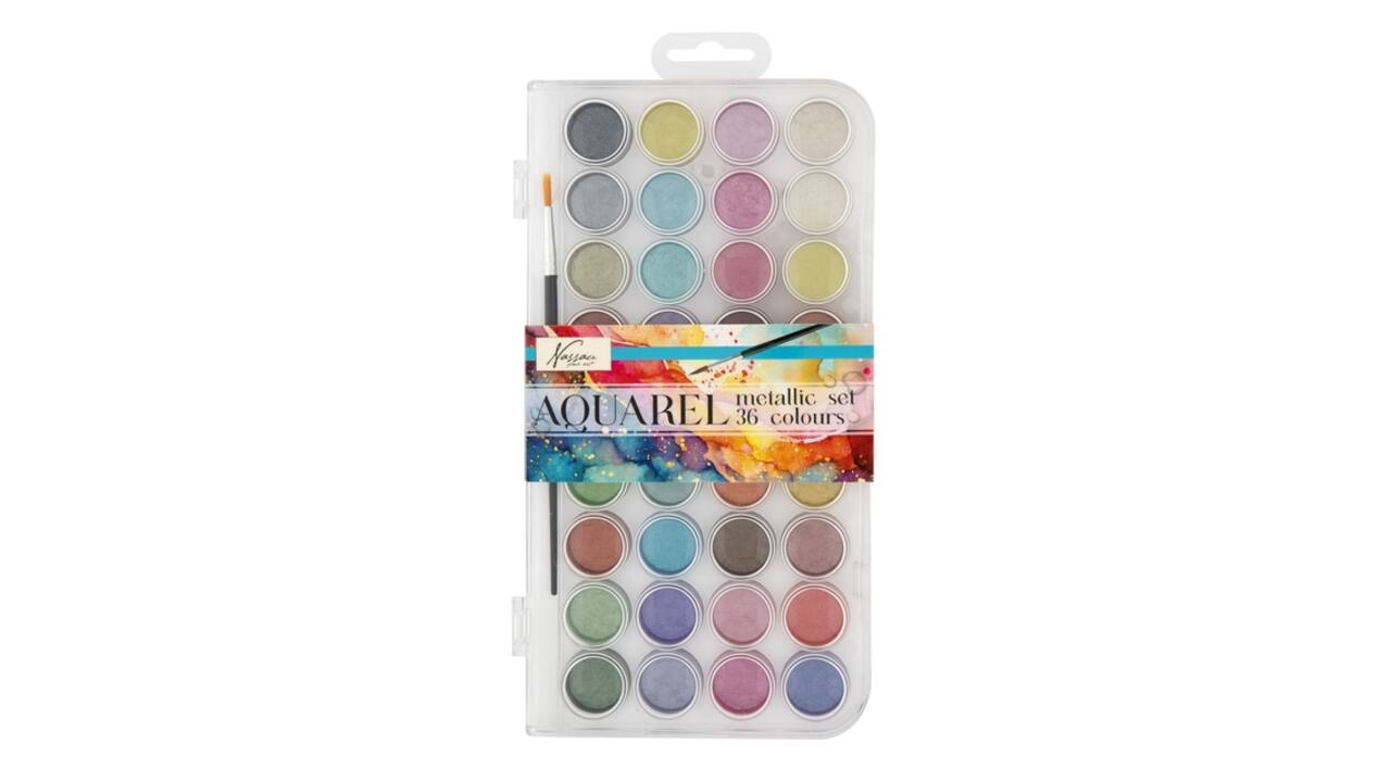 Aquarelverf Nassau fine art doos à 36 metalic napjes