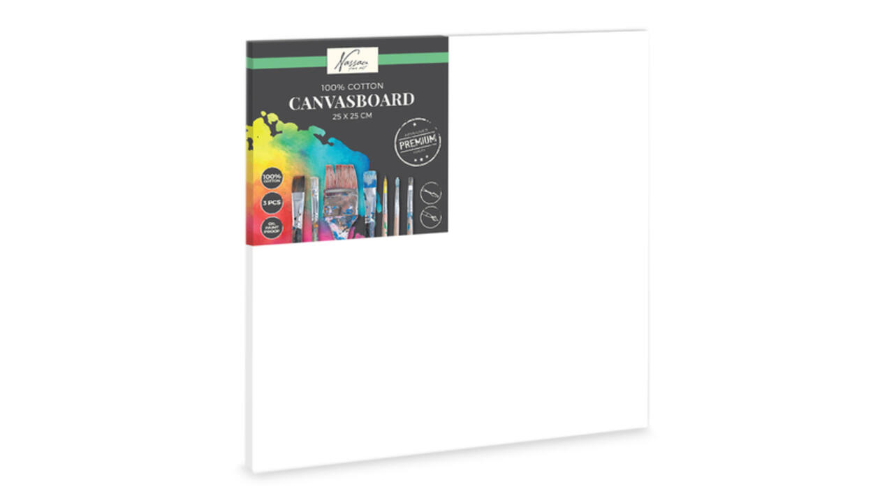 Canvasboard Nassau fine art 25x25cm 100% katoen 3 stuks