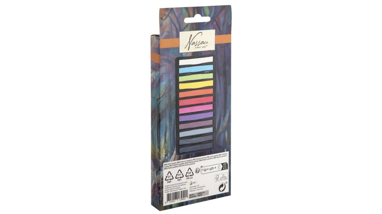 Pastelkrijt Nassau fine art zacht blister 12 stuks assorti