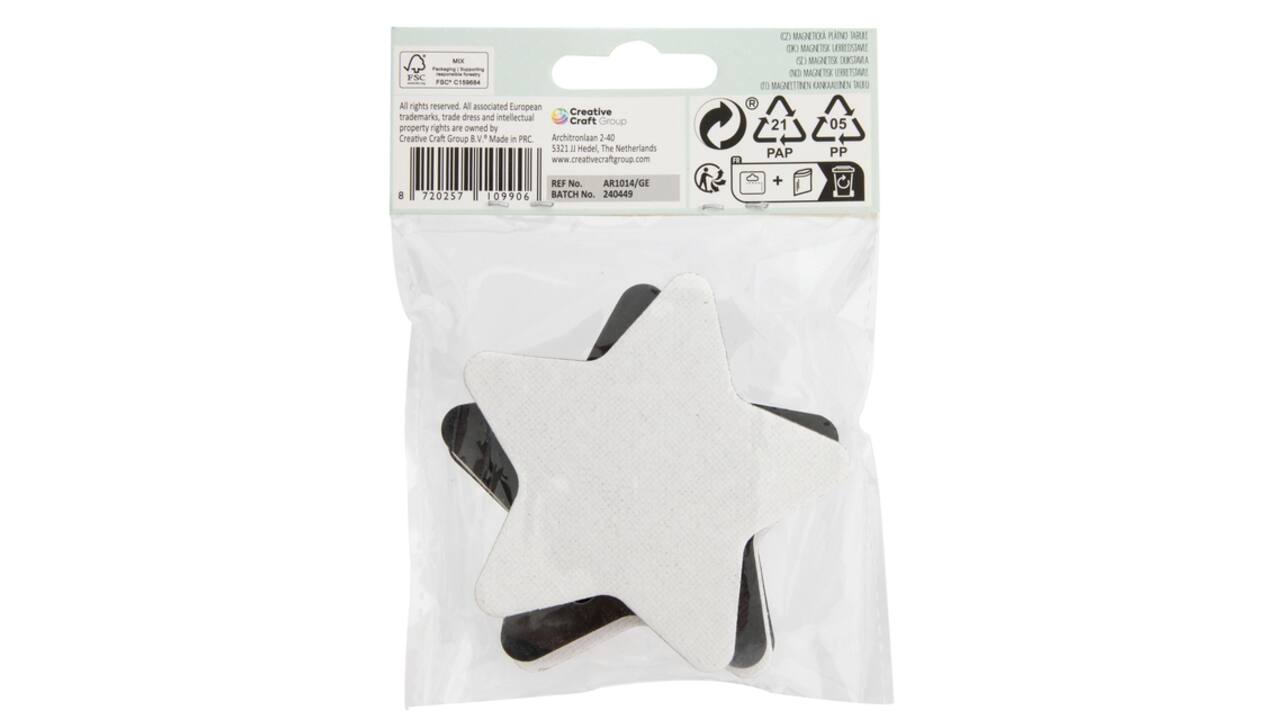 Canvas Nassau fine art ster en bloem 7,5cm magnetisch 4 stuks