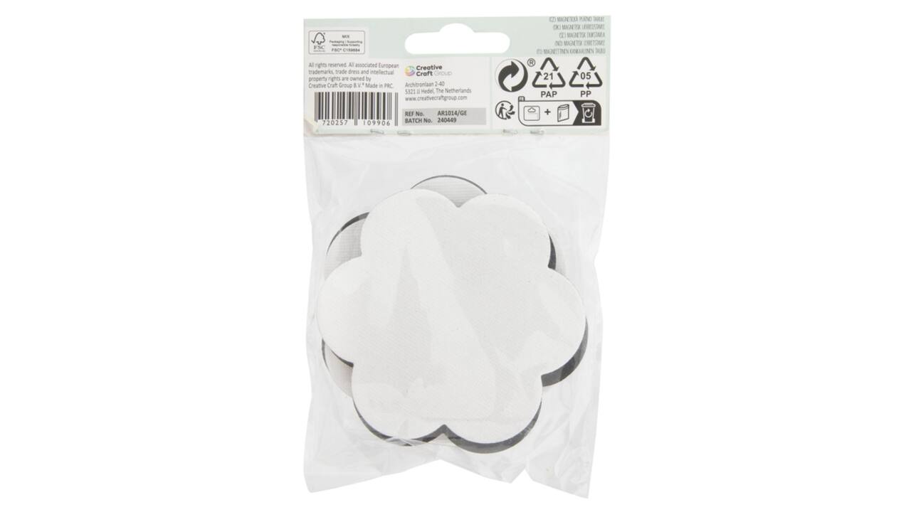 Canvas Nassau fine art ster en bloem 7,5cm magnetisch 4 stuks