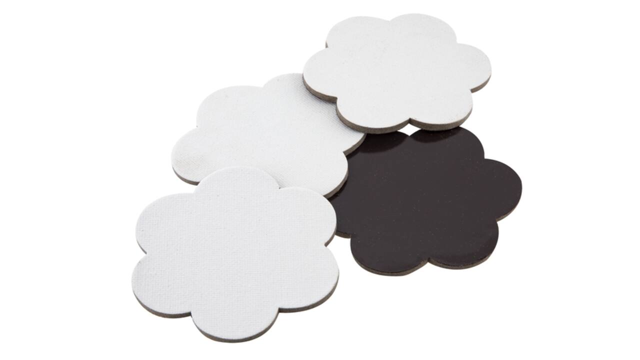 Canvas Nassau fine art ster en bloem 7,5cm magnetisch 4 stuks