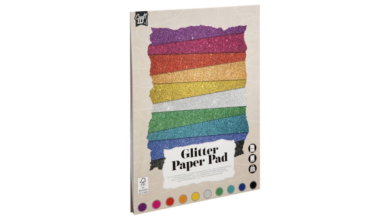Hobbykarton CarftID glitter 24x34cm 180gr 10 vel 10 kleuren