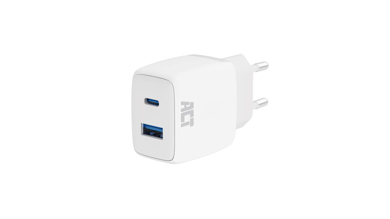 Oplader ACT 20w 2-poorts usb a+c wit