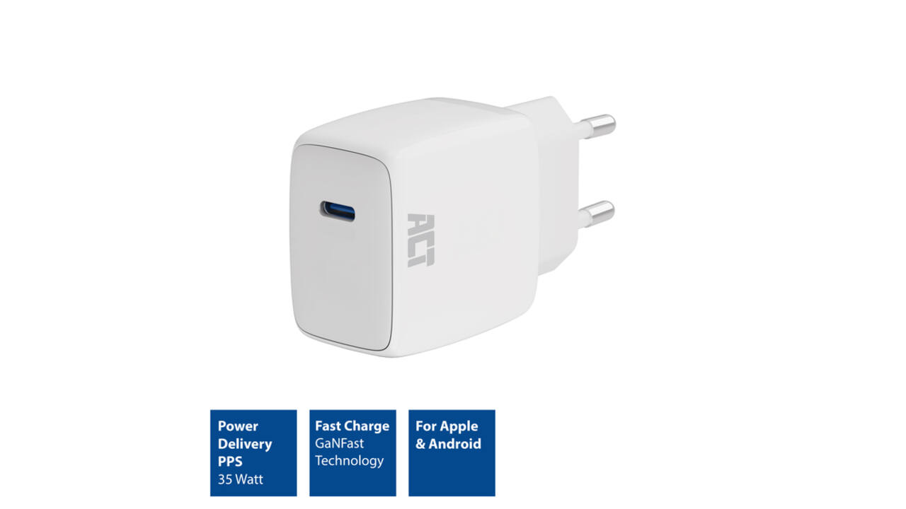 Oplader ACT 35w 1-poort usb c wit