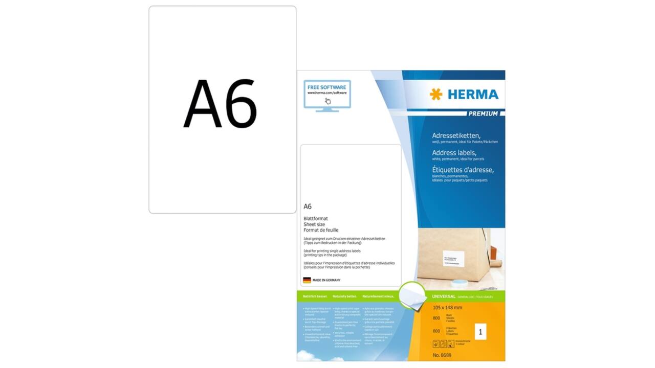 Etiket HERMA 8689 105x148mm premium wit 800 stuks