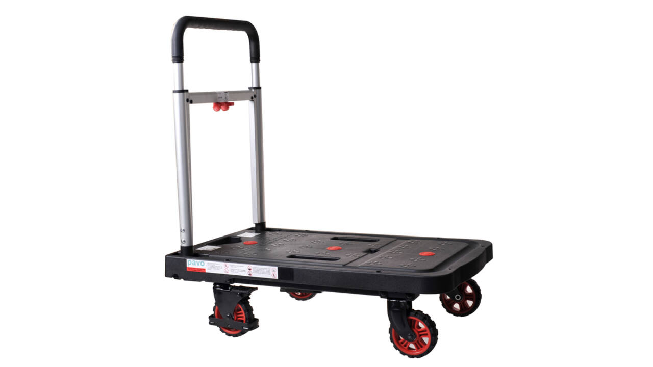 Transportkar Pavo platform trolley inklapbaar 137kg zwart